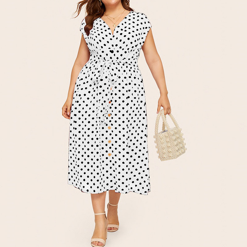 Rochie boemă cu decolteu în V cu buline mozaic cu mânecă scurtă pentru femei de vară ocazional vacanță cu șireturi în talie rochie lungă de mărime mare