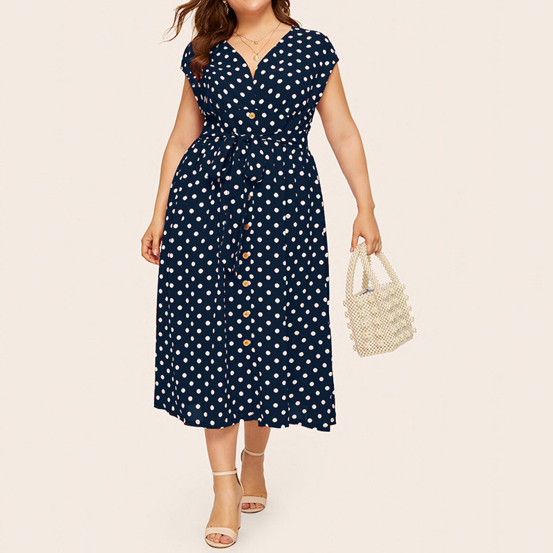 Rochie boemă cu decolteu în V cu buline mozaic cu mânecă scurtă pentru femei de vară ocazional vacanță cu șireturi în talie rochie lungă de mărime mare