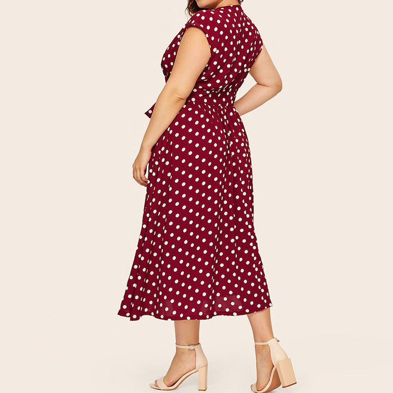 Rochie boemă cu decolteu în V cu buline mozaic cu mânecă scurtă pentru femei de vară ocazional vacanță cu șireturi în talie rochie lungă de mărime mare