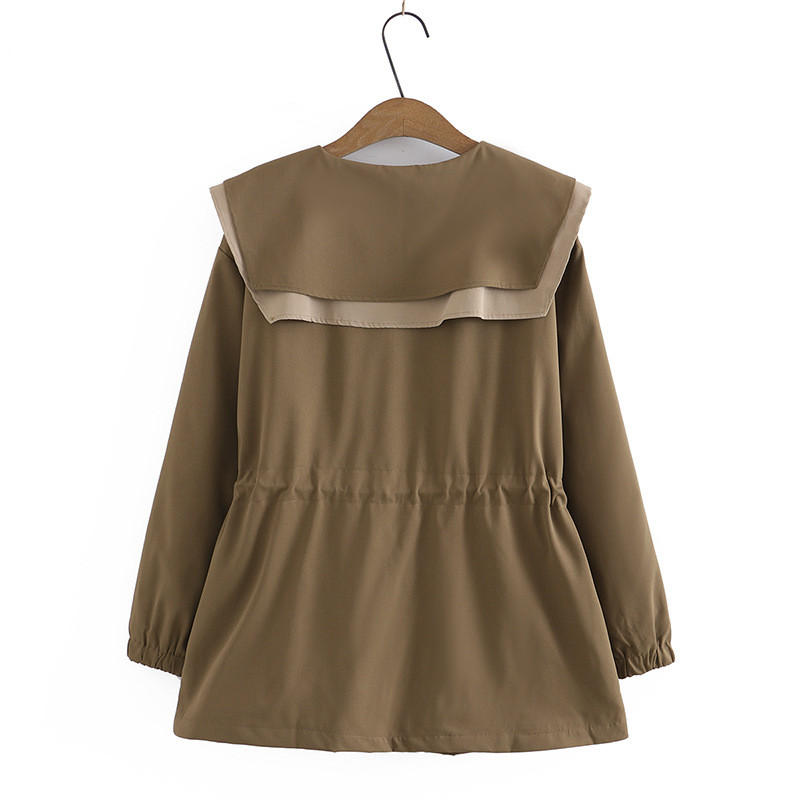 Trenci de dimensiuni mari de toamnă 2022 Îmbrăcăminte pentru femei LOOSE, dublu guler de marinar, jachetă de vânt casual cu șnur, îmbrăcăminte lungă în talie