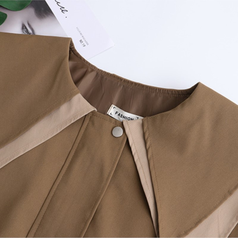 Trenci de dimensiuni mari de toamnă 2022 Îmbrăcăminte pentru femei LOOSE, dublu guler de marinar, jachetă de vânt casual cu șnur, îmbrăcăminte lungă în talie