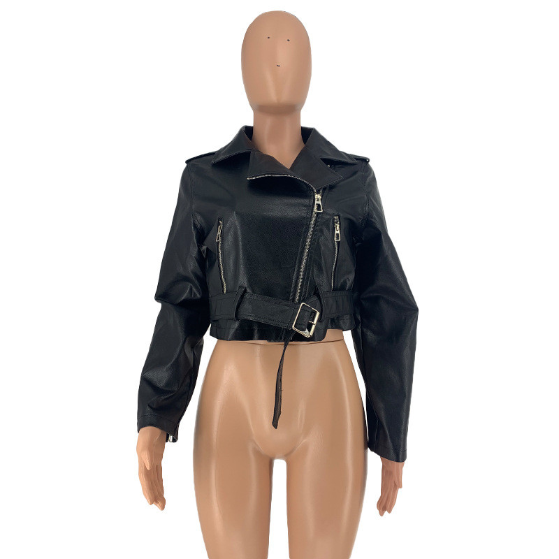 SOMO PU materiāls, rudens ziema, 2022. gada sieviešu apģērbi lielizmēra atloks Streetwear, īsa jaka, melna vairumtirdzniecība, piegāde