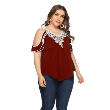 6XL 7XL 8XL Plus Size Tops Γυναικεία 2023 Νέα μόδα με κοντό μανίκι συνονθύλευμα Κομψό και κομψό τουνίκ Φαρδύ μπλουζάκι μπλουζάκι