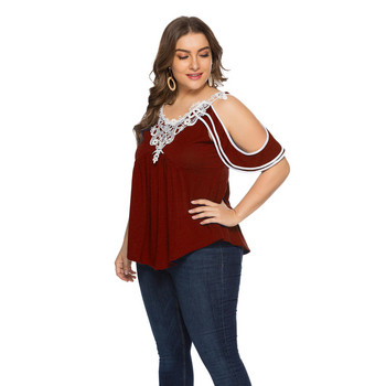 6XL 7XL 8XL Plus Size Tops Γυναικεία 2023 Νέα μόδα με κοντό μανίκι συνονθύλευμα Κομψό και κομψό τουνίκ Φαρδύ μπλουζάκι μπλουζάκι