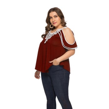 6XL 7XL 8XL Plus Size Tops Γυναικεία 2023 Νέα μόδα με κοντό μανίκι συνονθύλευμα Κομψό και κομψό τουνίκ Φαρδύ μπλουζάκι μπλουζάκι