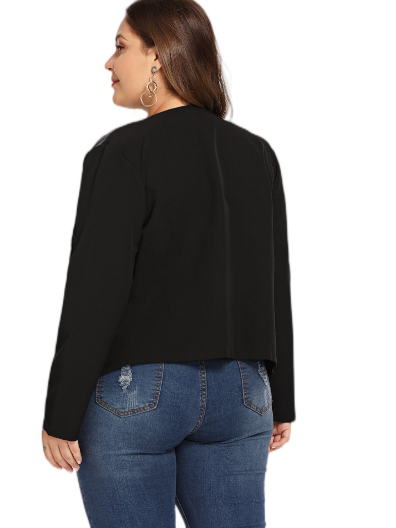 Liela izmēra garām piedurknēm pavasara eleganta jaka sieviešu šalle apkakle atvērta priekšpusē Darbs biroja žakete Sieviešu liela izmēra mētelis 5XL 6XL