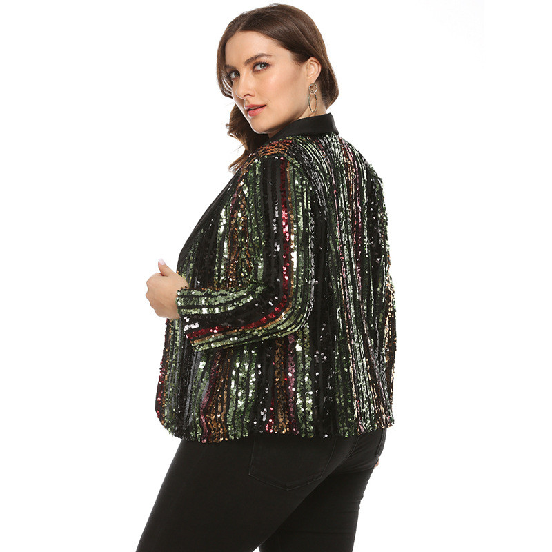 Liela izmēra jaka Sieviešu sequins jaka Modes mētelis Augstas kvalitātes jaka JAUNA jaka Ikdienas Streetwear Party Club jaka OSH-19469