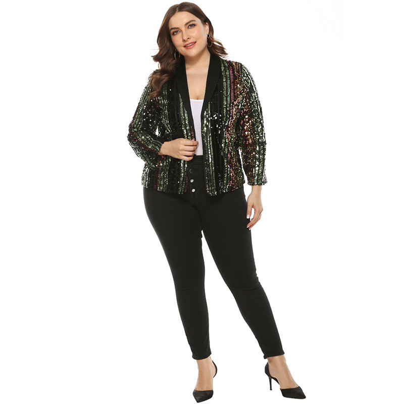Liela izmēra jaka Sieviešu sequins jaka Modes mētelis Augstas kvalitātes jaka JAUNA jaka Ikdienas Streetwear Party Club jaka OSH-19469