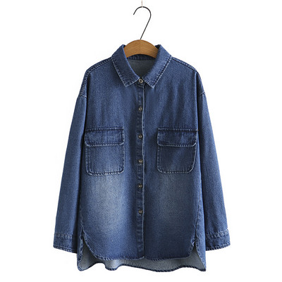 Új 2022 női tavaszi őszi nagy méretű kabát Női farmernadrág viselése nagy hosszú ujjú pamut zseb farmerkabát 3XL 4XL 5XL 6XL