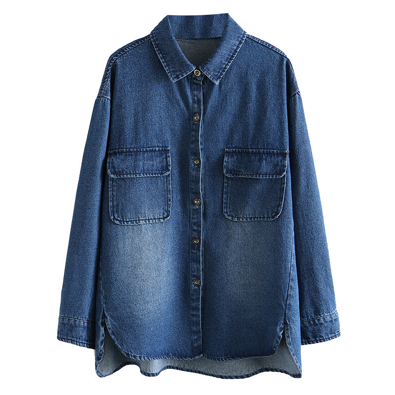 Új 2022 női tavaszi őszi nagy méretű kabát Női farmernadrág viselése nagy hosszú ujjú pamut zseb farmerkabát 3XL 4XL 5XL 6XL