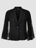 Finjani jakas liela izmēra sieviešu apģērbi ar dubultām piedurknēm dobi mežģīnes, melns uzvalks, modes biroja sieviešu mēteļa augšdaļa