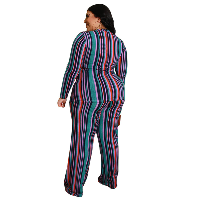 Trening casual de toamnă, cu gât rotund, cu mânecă lungă, pentru femei, tricou subțire cu dungi și set de două piese, largi, sexy