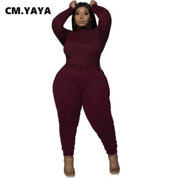 CM.YAYA Active Plus Size L-5XL Γυναικείο Σετ με ζιβάγκο Μπλουζάκι Jogger Παντελόνι ασορτί Σετ γυμναστικής Fitness Σετ σετ δύο τεμαχίων