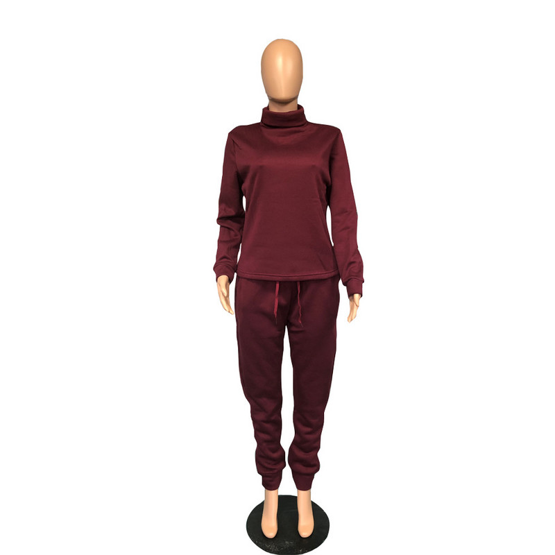 CM.YAYA Active Plus Size L-5XL Sieviešu komplekts ar bruņurupuču apkakli, topi Jogger bikses, atbilstošs komplekts treniņtērps Fitness divdaļīgs komplekts.