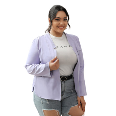 Dámske sako s dlhým rukávom, jar a jeseň, ležérne, s otvoreným predným šálovým golierom a golierom, veľké veľkosti