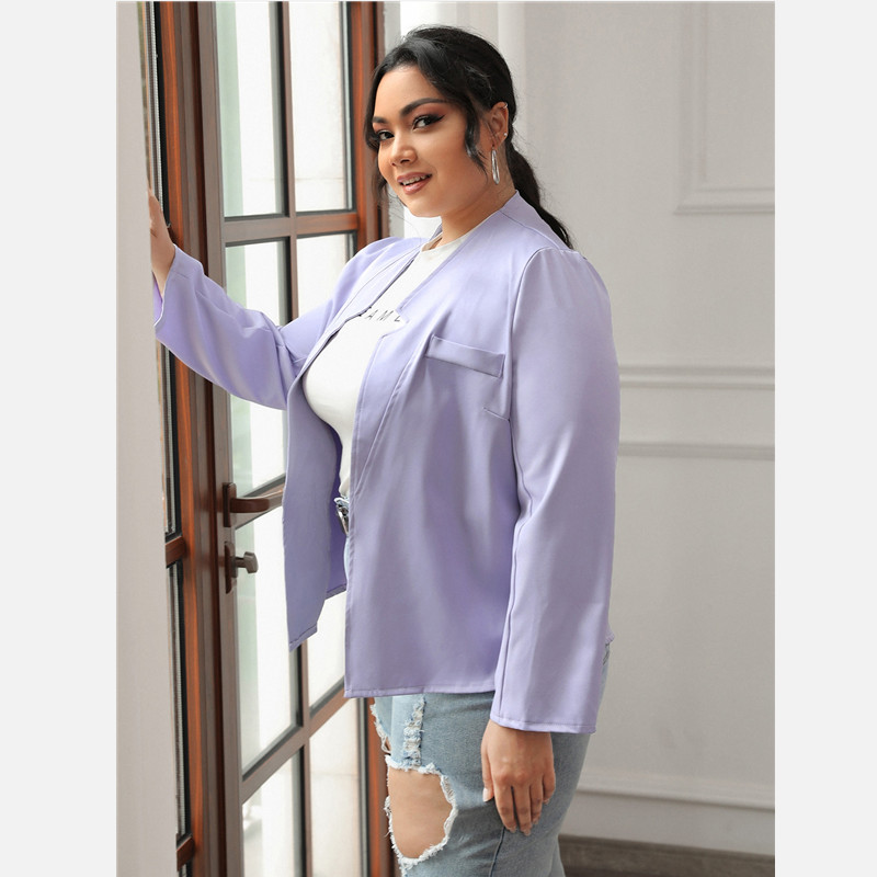 Dámske sako s dlhým rukávom, jar a jeseň, ležérne, s otvoreným predným šálovým golierom a golierom, veľké veľkosti