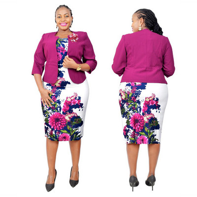 2021. gada jauns, karsts izpārdošanas afrikāņu stila lielizmēra vienkrāsains mētelis bez korsāžas un apdrukas tērpa divdaļīgs komplekts sievietēm