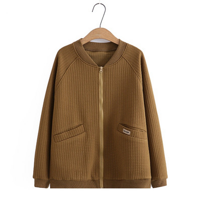 Liela izmēra XL-4XL Sieviešu beisbola jakas ar garām piedurknēm vienkrāsains Sieviešu pavasara rudens virsdrēbes ar kabatām