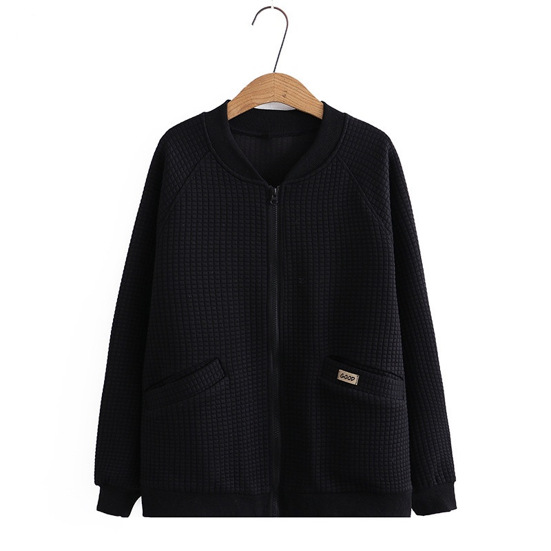 Liela izmēra XL-4XL Sieviešu beisbola jakas ar garām piedurknēm vienkrāsains Sieviešu pavasara rudens virsdrēbes ar kabatām