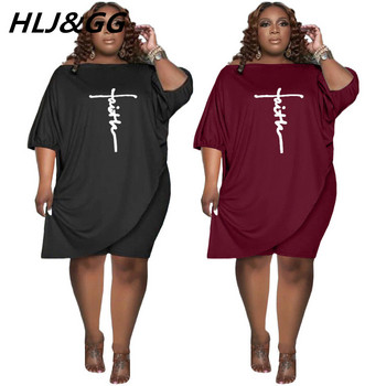 HLJ&GG Plus Size Γυναικείες δύο τεμαχίων L-5XL Casual στάμπα με στρογγυλή λαιμόκοψη και σορτς ποδήλατο αθλητικές φόρμες μόδας Streetwear 2 τμχ.