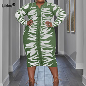 Trend lehajtható gallér gomb karcsú, nagy méretű női őszi utcai zebra mintával nyomtatott hosszú ujjú táska csípő lábszárközépig