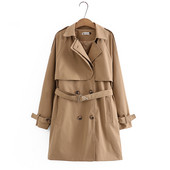 Liela izmēra XL-4XL sieviešu V-veida kakla izgriezums rudens ziemas vējjakas vienkrāsains sieviešu biroja apģērbs Haki zaļas jakas