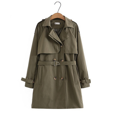 Liela izmēra XL-4XL sieviešu V-veida kakla izgriezums rudens ziemas vējjakas vienkrāsains sieviešu biroja apģērbs Haki zaļas jakas