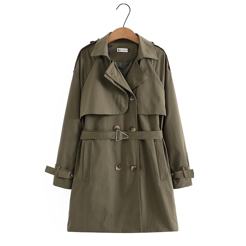 Liela izmēra XL-4XL sieviešu V-veida kakla izgriezums rudens ziemas vējjakas vienkrāsains sieviešu biroja apģērbs Haki zaļas jakas