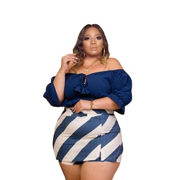 XL-5XL 2022 Summer Plus Size Two Piece σετ Γυναικεία ρούχα Σέξι casual κοντομάνικο επάνω εμπριμέ Hakama γυναικεία κοστούμια Χονδρική