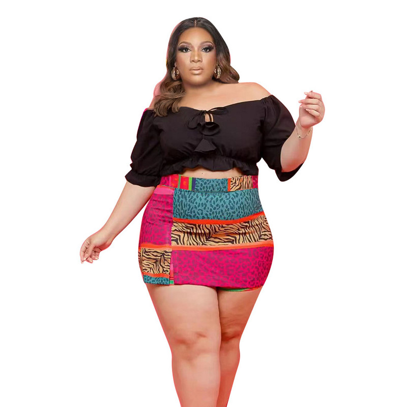 Îmbrăcăminte de mărime mare pentru femei, ținute de vară, top crop și pantaloni pantaloni sexy, cu un singur cuvânt, set de două piese, Dropshipping cu ridicata