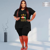 Nagy méretű 2 részes szett Női divatos ajaknyomat rövid ujjú rendőr felső nadrág rövidnadrág szettek kocogó tréningruha nagykereskedés dropshipping