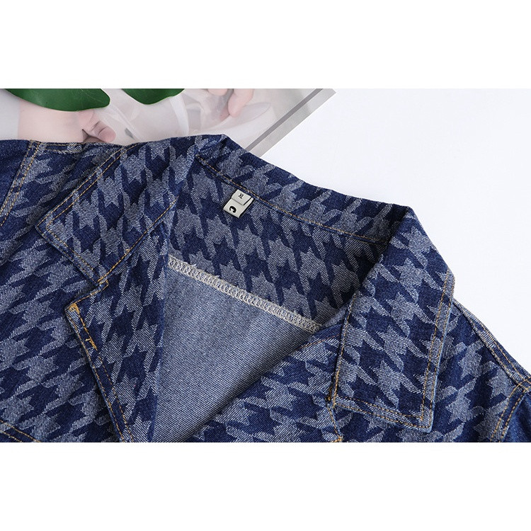 Liela izmēra XL-4XL Sieviešu V veida kakla pogām džinsu jakas ar garām piedurknēm raibs rudens ziemas virsdrēbes