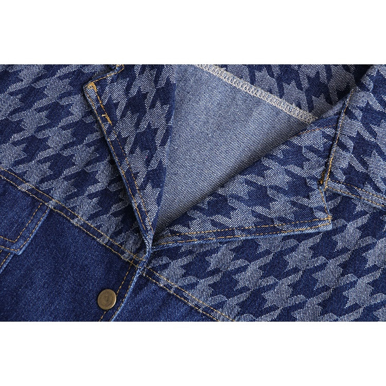 Liela izmēra XL-4XL Sieviešu V veida kakla pogām džinsu jakas ar garām piedurknēm raibs rudens ziemas virsdrēbes