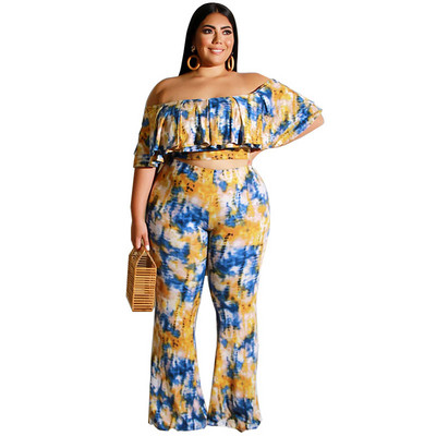 Seksīgi 2-daļīgi vasaras komplekti Modes Rasas plecu komplekti ar īsām piedurknēm, apgriezti apdrukāti lielizmēra sieviešu apģērbi, 5xl vairumtirdzniecība, piegāde