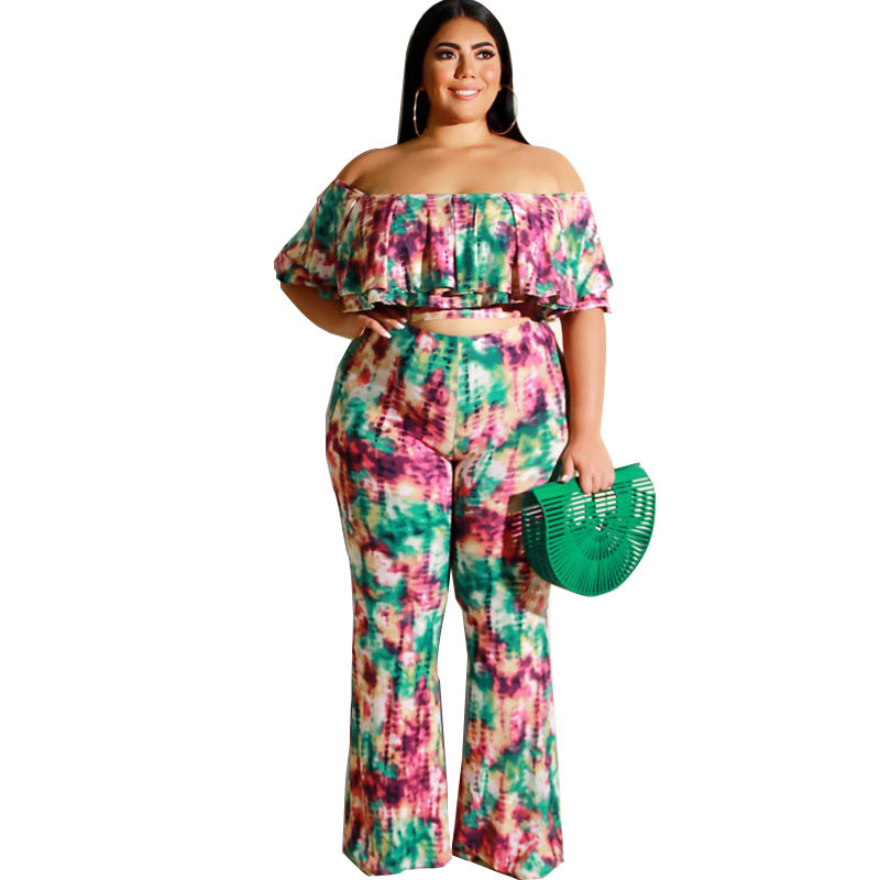 Seksīgi 2-daļīgi vasaras komplekti Modes Rasas plecu komplekti ar īsām piedurknēm, apgriezti apdrukāti lielizmēra sieviešu apģērbi, 5xl vairumtirdzniecība, piegāde