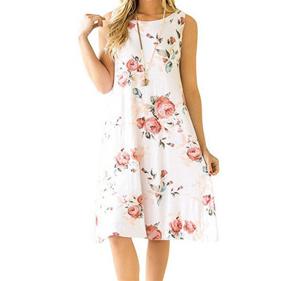 Εκτύπωση Φαρδιά Φορέματα Καλοκαιρινά Λεπτά, Casual με λαιμόκοψη Παραλία Πολύχρωμη Αμάνικη Κομψά Νέα Πουλόβερ Γυναικεία Ρούχα 2023