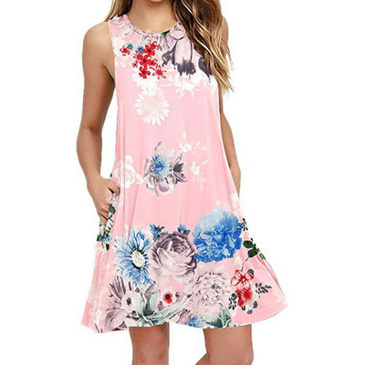 Εκτύπωση Φαρδιά Φορέματα Καλοκαιρινά Λεπτά, Casual με λαιμόκοψη Παραλία Πολύχρωμη Αμάνικη Κομψά Νέα Πουλόβερ Γυναικεία Ρούχα 2023