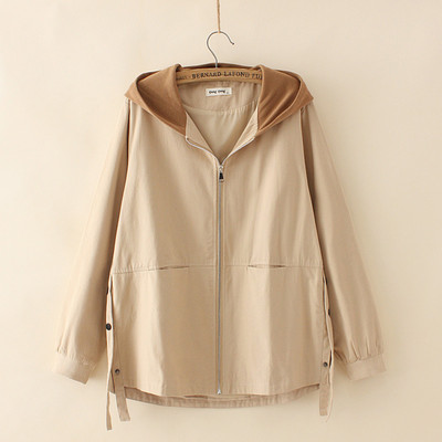 Nagy méretű XL-4XL női kapucnis pamut dzsekik őszi téli A-vonalú egyszerű elegáns felsőruházat