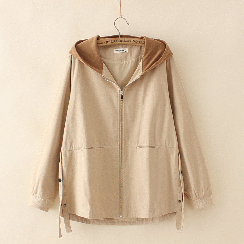 Nagy méretű XL-4XL női kapucnis pamut dzsekik őszi téli A-vonalú egyszerű elegáns felsőruházat