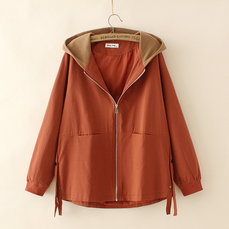 Nagy méretű XL-4XL női kapucnis pamut dzsekik őszi téli A-vonalú egyszerű elegáns felsőruházat