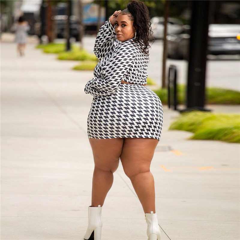 Dvojdielny set pre ženy, oblečenie pre väčšie veľkosti, dlhý rukáv, bandážový top s vysokým pásom, mini sukne, jesenné oblečenie, veľkoobchod, dropshipping