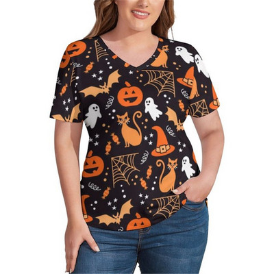 White Skulls 3D Print T krekls Sieviešu Helovīna ballīte T krekli Modes ar īsām piedurknēm Smieklīgi ikdienišķs V veida kakla izgriezums vasaras lielizmēra apģērbs