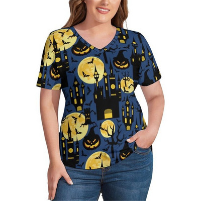 White Skulls 3D Print T krekls Sieviešu Helovīna ballīte T krekli Modes ar īsām piedurknēm Smieklīgi ikdienišķs V veida kakla izgriezums vasaras lielizmēra apģērbs