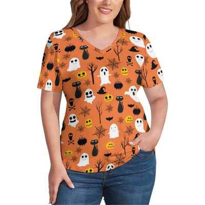 White Skulls 3D Print T krekls Sieviešu Helovīna ballīte T krekli Modes ar īsām piedurknēm Smieklīgi ikdienišķs V veida kakla izgriezums vasaras lielizmēra apģērbs