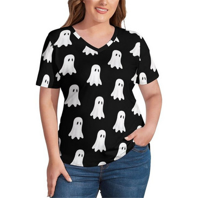 White Skulls 3D Print T krekls Sieviešu Helovīna ballīte T krekli Modes ar īsām piedurknēm Smieklīgi ikdienišķs V veida kakla izgriezums vasaras lielizmēra apģērbs