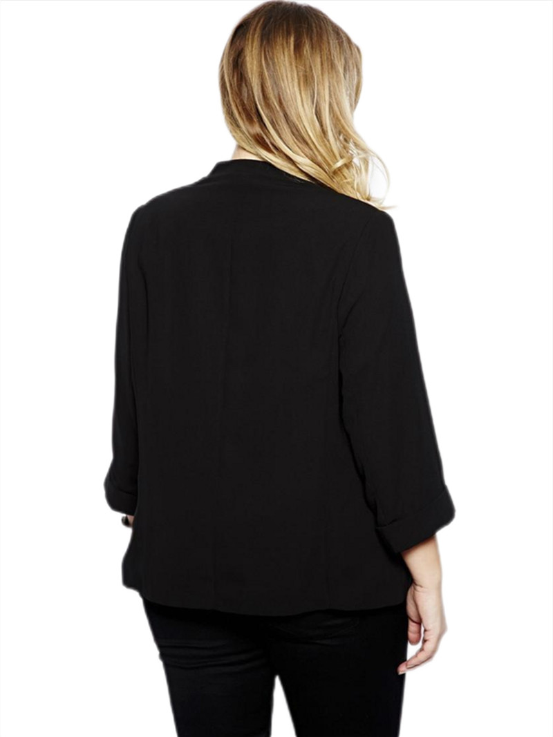 Liela izmēra žakete ar garām piedurknēm pavasara rudens biznesa ikdienas žakete sievietēm atvērta priekšpusē Darba biroja žakete sievietēm liela izmēra mēteļa jaka 5XL