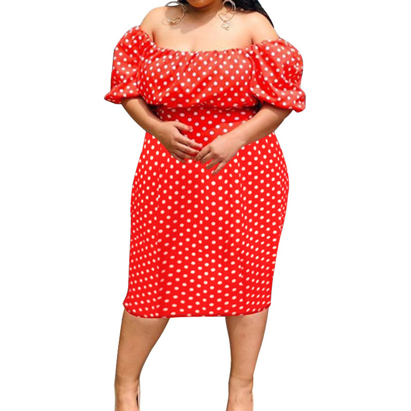 Pavasara vasara Bohēmijas punktveida apdruka Seksīga, viena vārda apkakle ar trīs ceturtdaļas piedurknēm, liela izmēra sieviešu kleita līdz ikru vidum