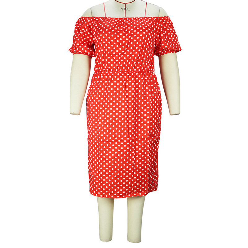 Pavasara vasara Bohēmijas punktveida apdruka Seksīga, viena vārda apkakle ar trīs ceturtdaļas piedurknēm, liela izmēra sieviešu kleita līdz ikru vidum