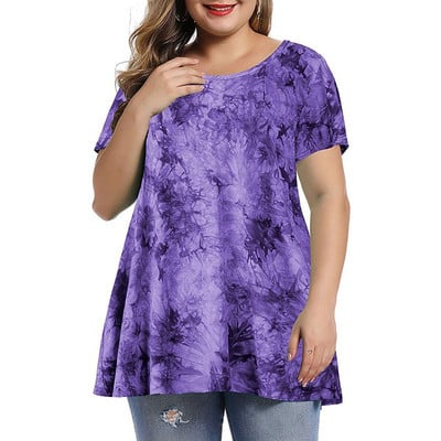 5XL 6XL Liela izmēra gara blūze sieviešu vasaras O kakla blūze ar īsām piedurknēm vienkrāsaina ikdienas blūze brīva liela izmēra sieviešu tunikas topi