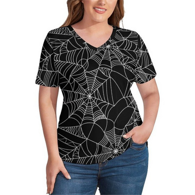 Spooky Helovīna T-krekli Spoki un ķirbji Pamata V kakla izgriezuma T krekls ar īsām piedurknēm Moderns liela izmēra T-krekli Pludmales grafisks apģērbs Dāvana